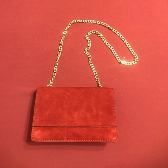 Red suede leather Zara bag - Picture 3 of 7